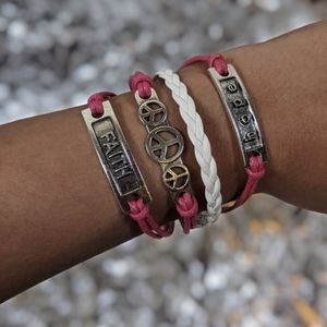 Faith, Peace and Hope Pink And white Bracelet